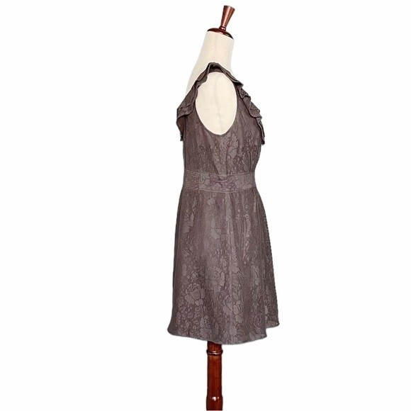 Anthropologie Maeve Dress Women's Size Small Y2K Gray Lace Ruffle Short Sundress - Picture 4 of 15